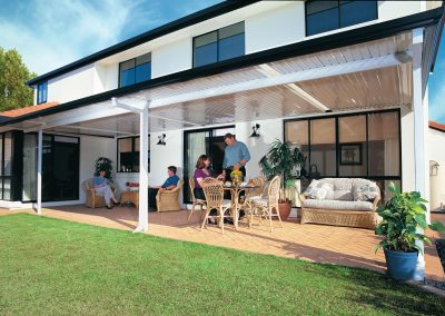 Awning Roof White with black gutters